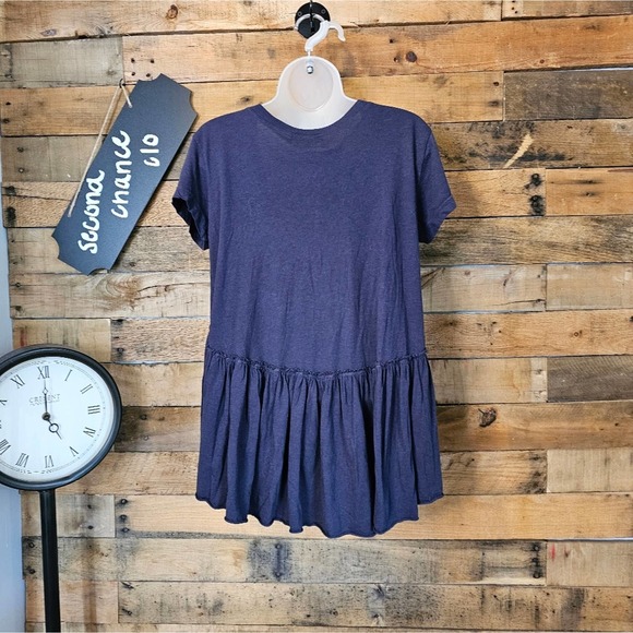 SALE-T. La Anthropology women's navy blue boho peplum shirt size xs - Picture 7 of 10